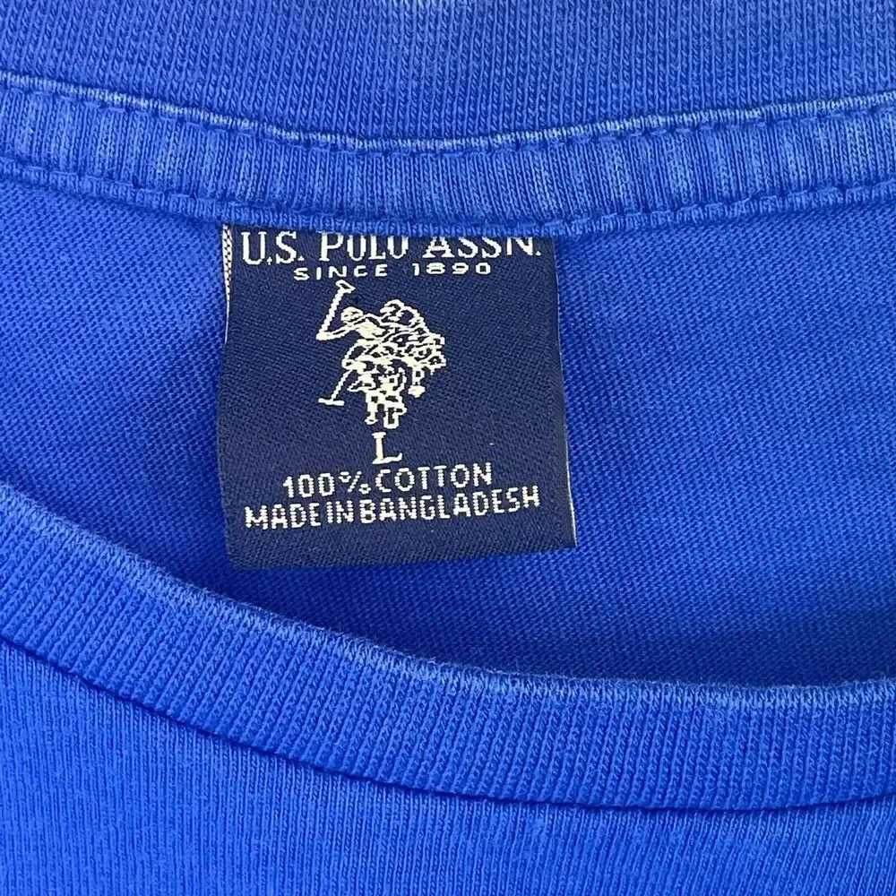 U.S.POLO ASSN. MENS ROYAL BLUE‎ V-NECK TEE YELLOW EMBROIDERED LOGO - SIZE L